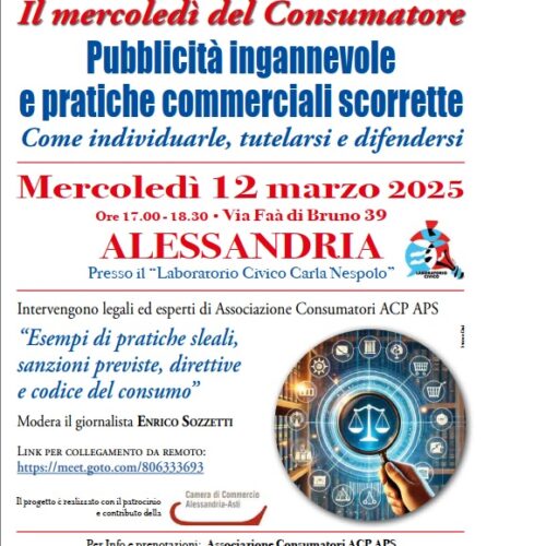 Pubblicità ingannevole e pratiche commerciali scorrette: tutela e difesa al “Mercoledì del consumatore”