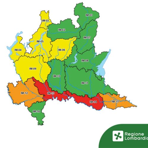 Lombardia: allerta rossa per rischio idraulico e gialla per rischio idrogeologico