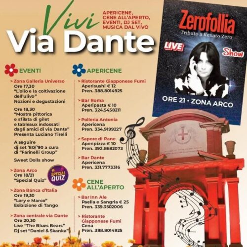 Venerdì 23 maggio è “Vivi Via Dante”
