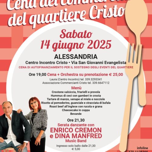 Sabato 14 giugno la cena dei commercianti del Quartiere Cristo: via alle prenotazioni