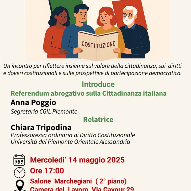 Il valore della cittadinanza: incontro mercoledì 14 maggio alla Cgil
