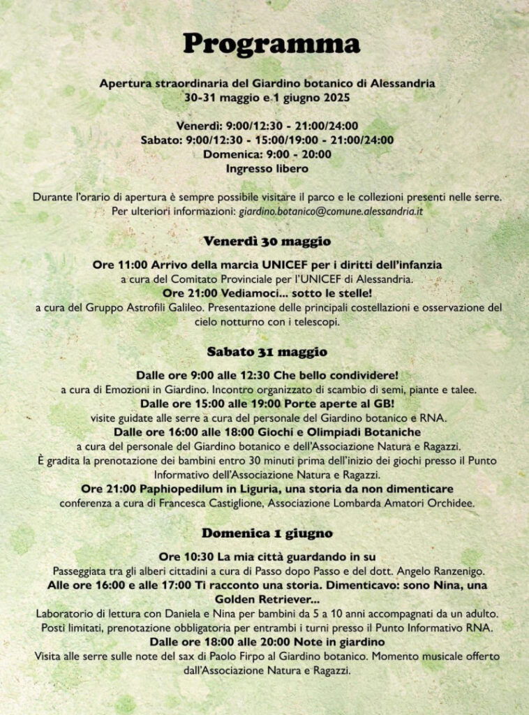 Green Week 2025 Alessandria Giardino botanico