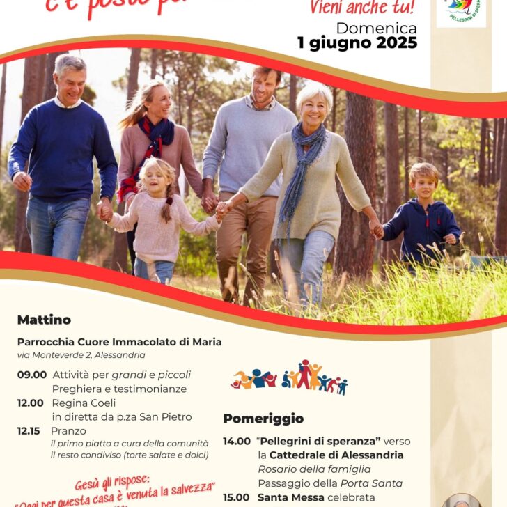 Domenica anche ad Alessandria il Giubileo delle famiglie