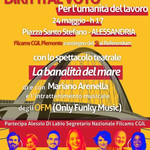 “Diritti al voto”: sabato ad Alessandria la Filcams Cgil in piazza per i referendum dell’8 e 9 giugno
