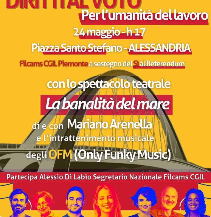 “Diritti al voto”: sabato ad Alessandria la Filcams Cgil in piazza per i referendum dell’8 e 9 giugno