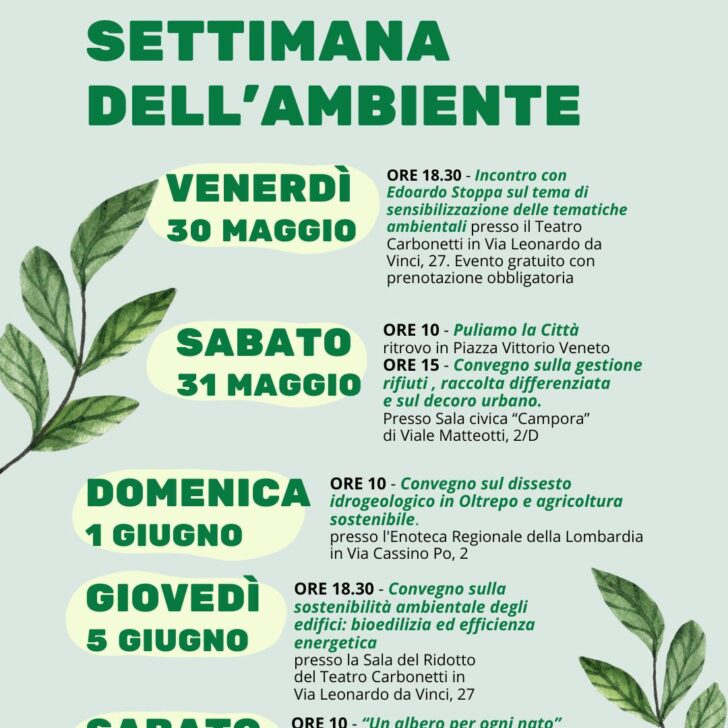 Dal 30 maggio la “Settimana dell’Ambiente” a Broni