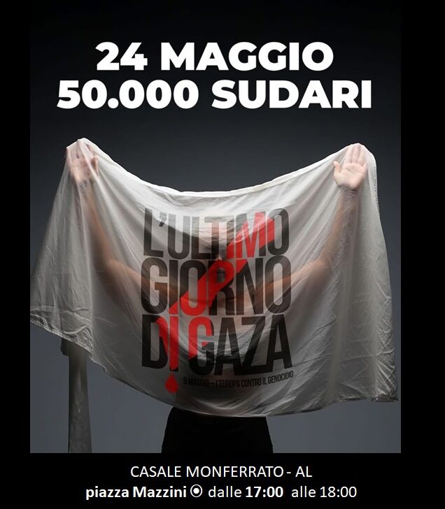 A Casale lenzuoli bianchi in piazza Mazzini contro lo sterminio a Gaza