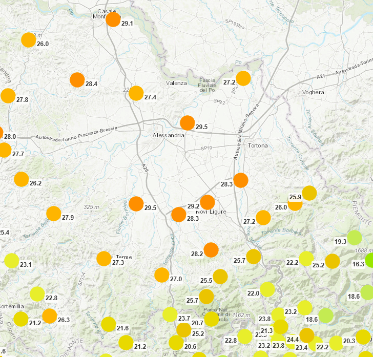Piena estate in provincia di Alessandria: le temperature di oggi oltre i 30 gradi