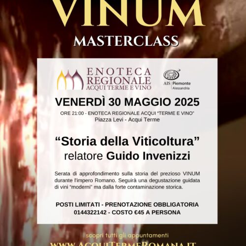 Ad Acqui un viaggio nel vino dell’antica Roma con la masterclass “Storia della Viticoltura”