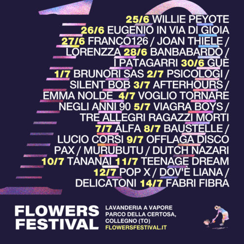 Flowers Festival a Collegno: dal 25 giugno al 14 luglio Lucio Corsi, Fabri Fibra, Brunori Sas, Tananai e tanti altri