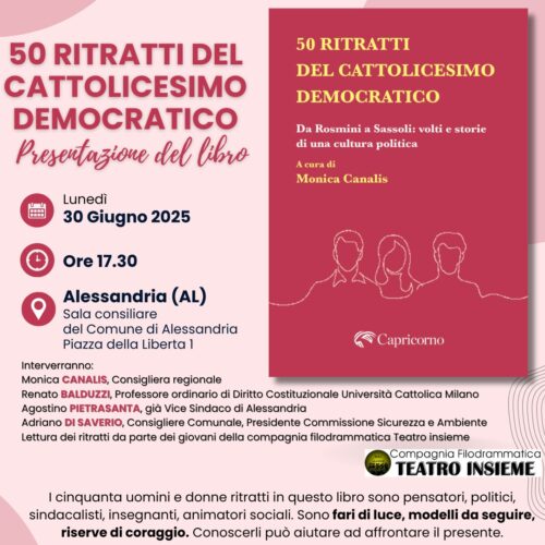 50 ritratti del Cattolicesimo Democratico: lunedì 30 giugno la presentazione del libro ad Alessandria
