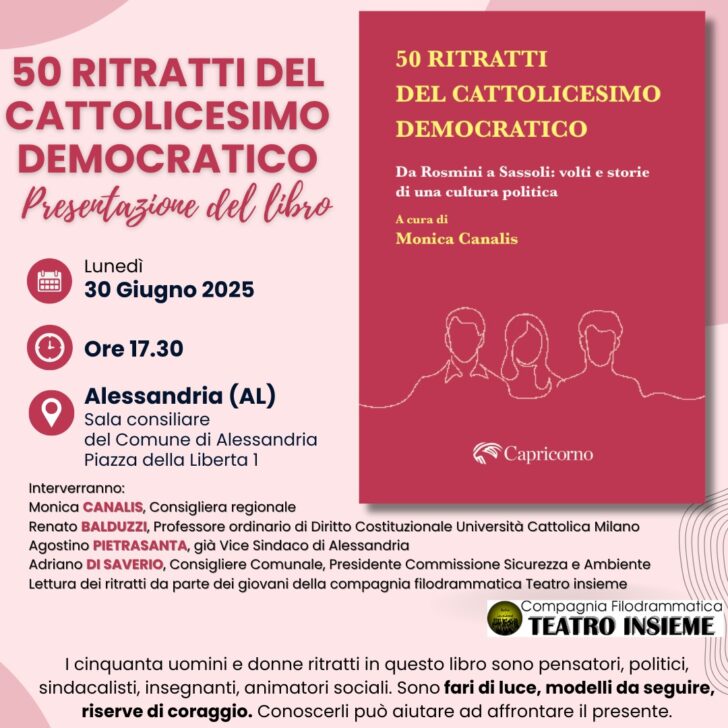 50 ritratti del Cattolicesimo Democratico: lunedì 30 giugno la presentazione del libro ad Alessandria