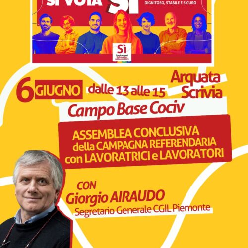 La Fillea Piemonte chiude la campagna referendaria in provincia di Alessandria con Airaudo
