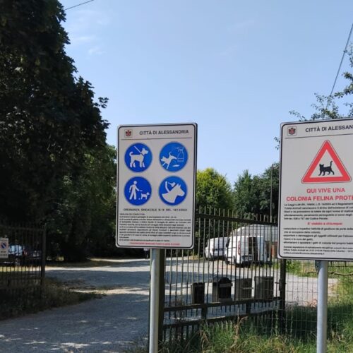Ad Alessandria i cartelli per segnalare le colonie feline e i percorsi dedicati ai cani