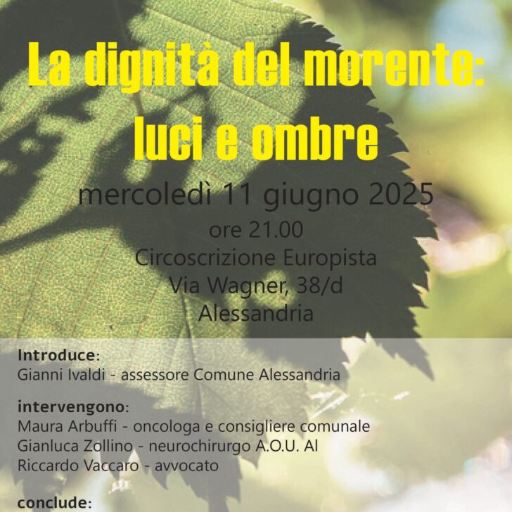 La dignità del morente: mercoledì un convegno promosso dalla lista Alessandria Civica