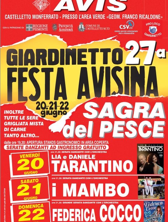 Giardinetto in festa: tre giorni di musica, sapori e solidarietà con la 27ª Festa Avisina