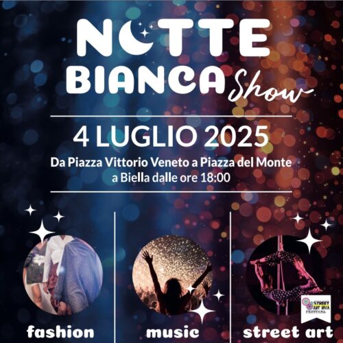 “Notte Bianca Show” a Biella: venerdì 4 luglio shopping, arte e spettacolo nel cuore della città