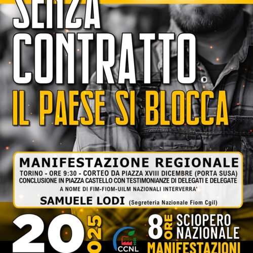 I metalmeccanici tornano in piazza: il 20 giugno sciopero e manifestazione a Torino per il rinnovo dei contratti
