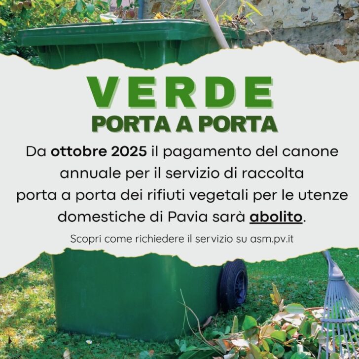 A Pavia addio al canone per la raccolta porta a porta del verde. Dal 1° ottobre sarà gratuita 