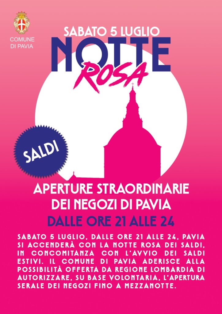 Notte rosa saldi pavia