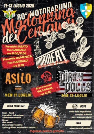 Alessandria accende i motori: dall’11 al 13 luglio l’80° Motoraduno Internazionale “Madonnina dei Centauri”