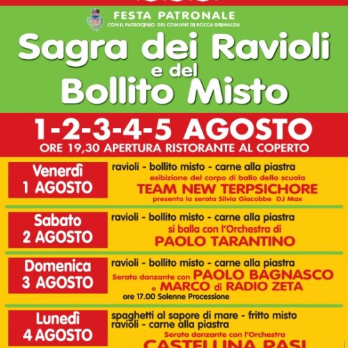 A Rocca Grimalda torna la Sagra dei Ravioli e del Bollito Misto: cinque giorni di festa con musica e piatti della tradizione