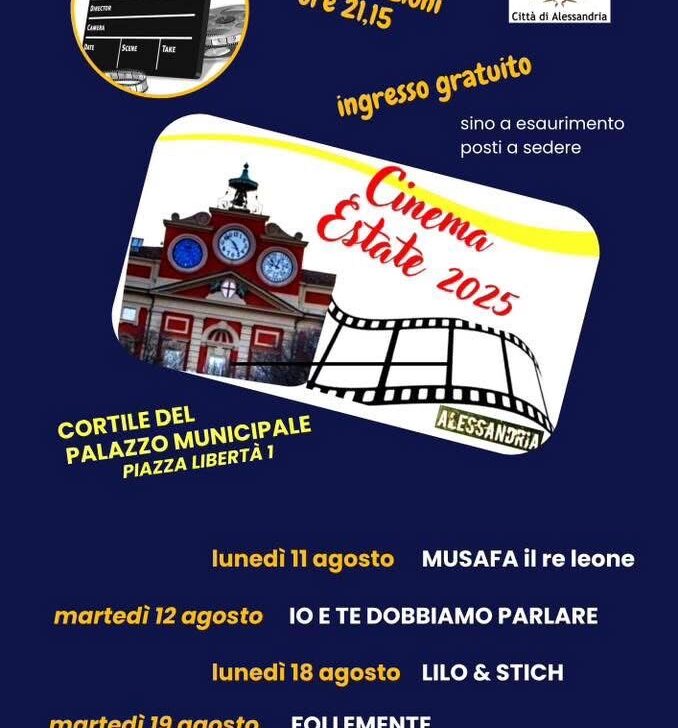 Al via “Cinema Estate 2025” ad Alessandria: questa sera “Mufasa – Il re leone” nel cortile di Palazzo Rosso