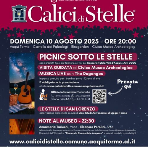 Calici di Stelle: il 10 agosto picnic, musica e stelle cadenti ad Acqui Terme