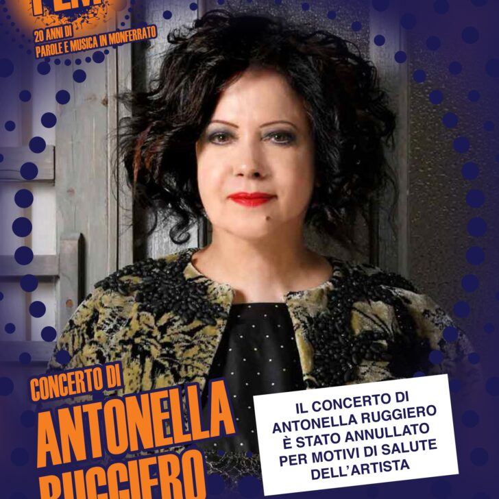 Festival PeM: annullato il concerto di Antonella Ruggiero del 28 agosto a San Salvatore