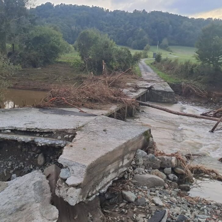 Maltempo: distrutto il guado sul torrente Valla a Pareto