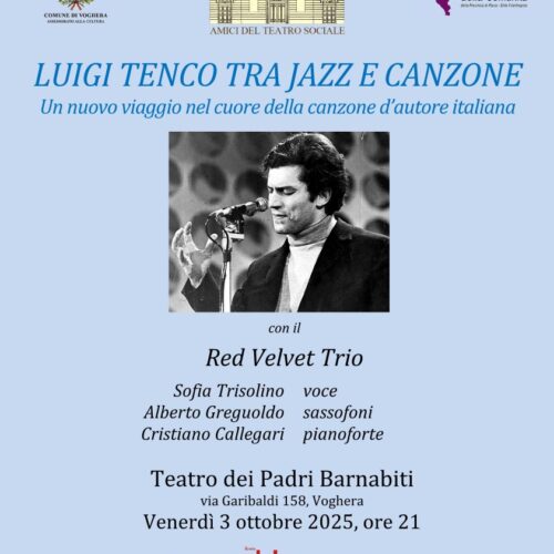 A Voghera un viaggio tra jazz e canzone: il 3 ottobre il Red Velvet Trio omaggia Tenco