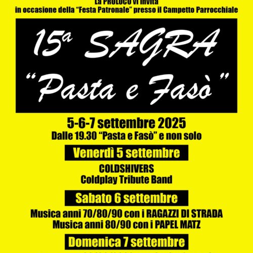 Dal 5 al 7 settembre a Cantalupo la sagra Pasta e Fasò