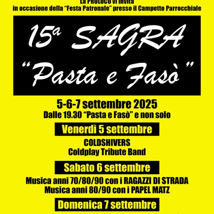 Dal 5 al 7 settembre a Cantalupo la sagra Pasta e Fasò