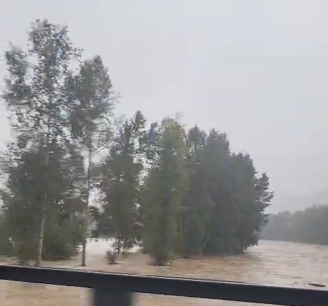 Le immagini del torrente Erro alle 8 di questa mattina