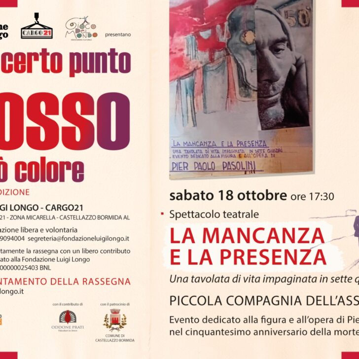 A Castellazzo Bormida uno spettacolo per ricordare Pasolini: “La mancanza e la presenza”