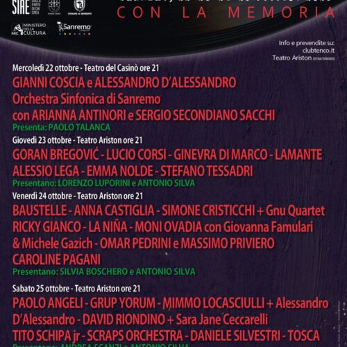 Premio Tenco 2025: tre serate al Teatro Ariston di Sanremo dedicate alla canzone d’autore