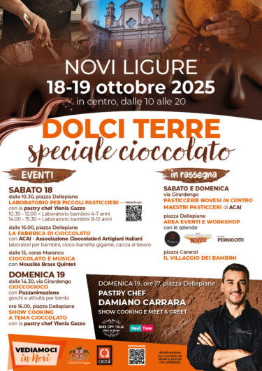 A Novi un goloso weekend con “Dolci Terre – Speciale Cioccolato”. Ospite d’onore Damiano Carrara