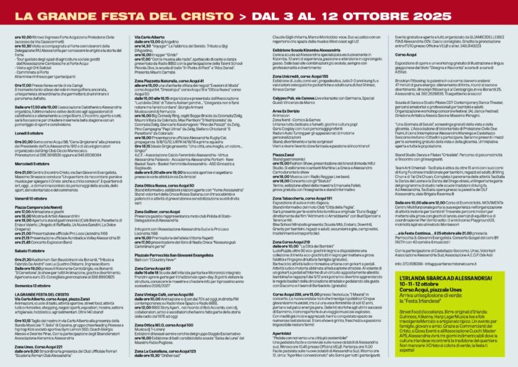 La Festa del Cristo entra nel vivo: una settimana di eventi fino alla grande fiera di domenica 12 ottobre