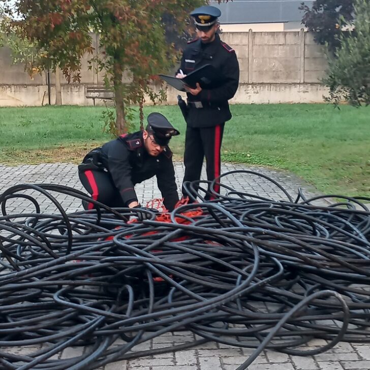Aveva in auto 100 kg di cavi di rame. Carabinieri denunciano uomo per ricettazione
