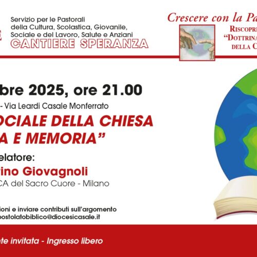 Martedì 14 ottobre a Casale incontro sulla dottrina sociale della Chiesa con il prof. Giovagnoli