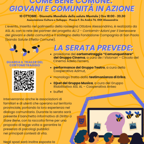 Venerdì si parla di “Salute mentale” tra incontri, teatro e musica