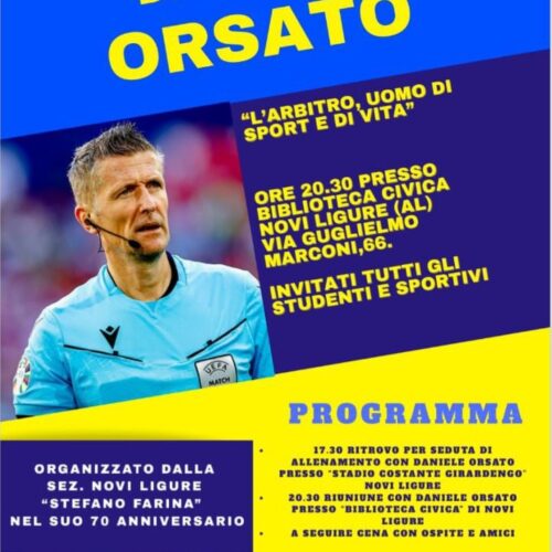 L’arbitro internazionale Orsato oggi a Novi