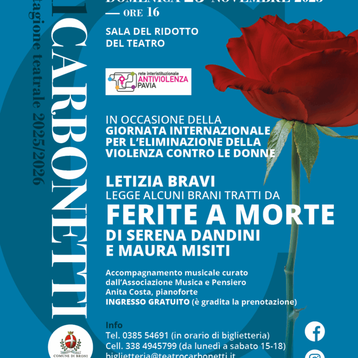 “Ferite a Morte”: domenica al Carbonetti di Broni lo spettacolo dedicato alla Giornata contro la violenza sulle donne