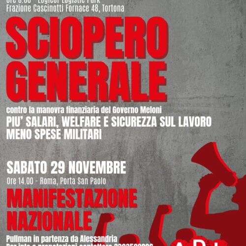 Adl Cobas in sciopero il 28 novembre: “Bloccheremo il cuore della logistica a Tortona”