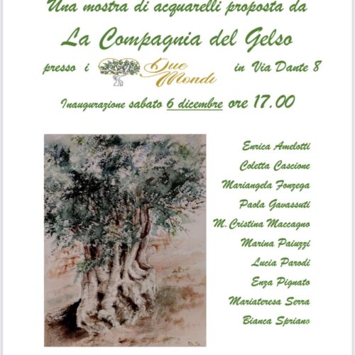 In via Dante ad Alessandria la mostra di acquarelli “È arrivato l’olio nuovo”