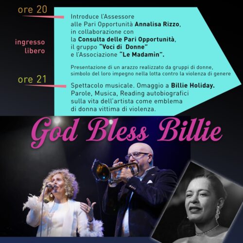 “God Bless Billie”: musica, memoria e impegno civile al Salone Tartara per la Giornata contro la violenza sulle donne