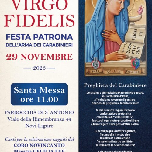 I Carabinieri di Novi Ligure celebrano la Virgo Fidelis. Sabato la messa solenne in Sant’Antonio
