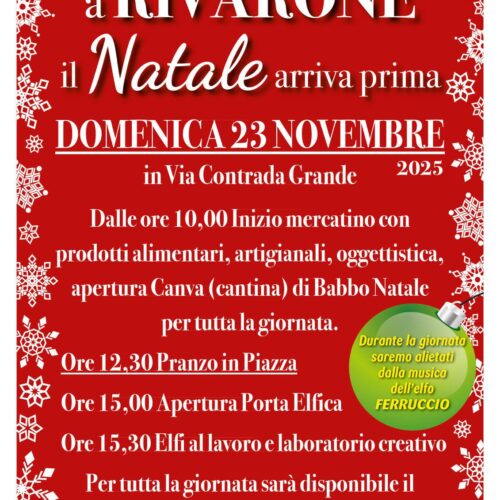 A Rivarone il Natale arriva prima: il 23 novembre mercatini, elfi e trenino per una domenica di magia