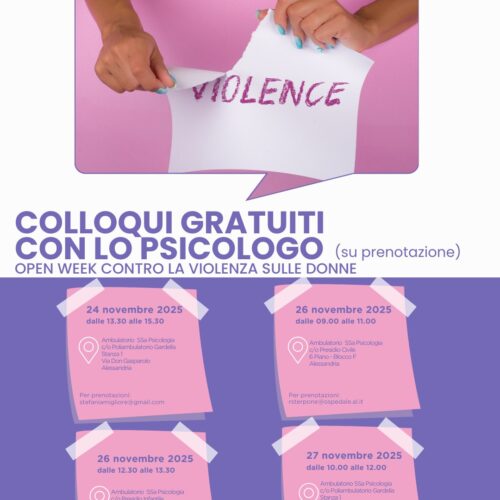 Colloqui gratuiti con psicologi per prevenire e contrastare violenza sulle donne