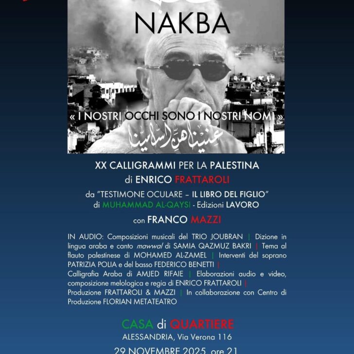 Alla Casa di Quartiere lo spettacolo “NAKBA” e flash mob finale “Per la Palestina ci metto la faccia”